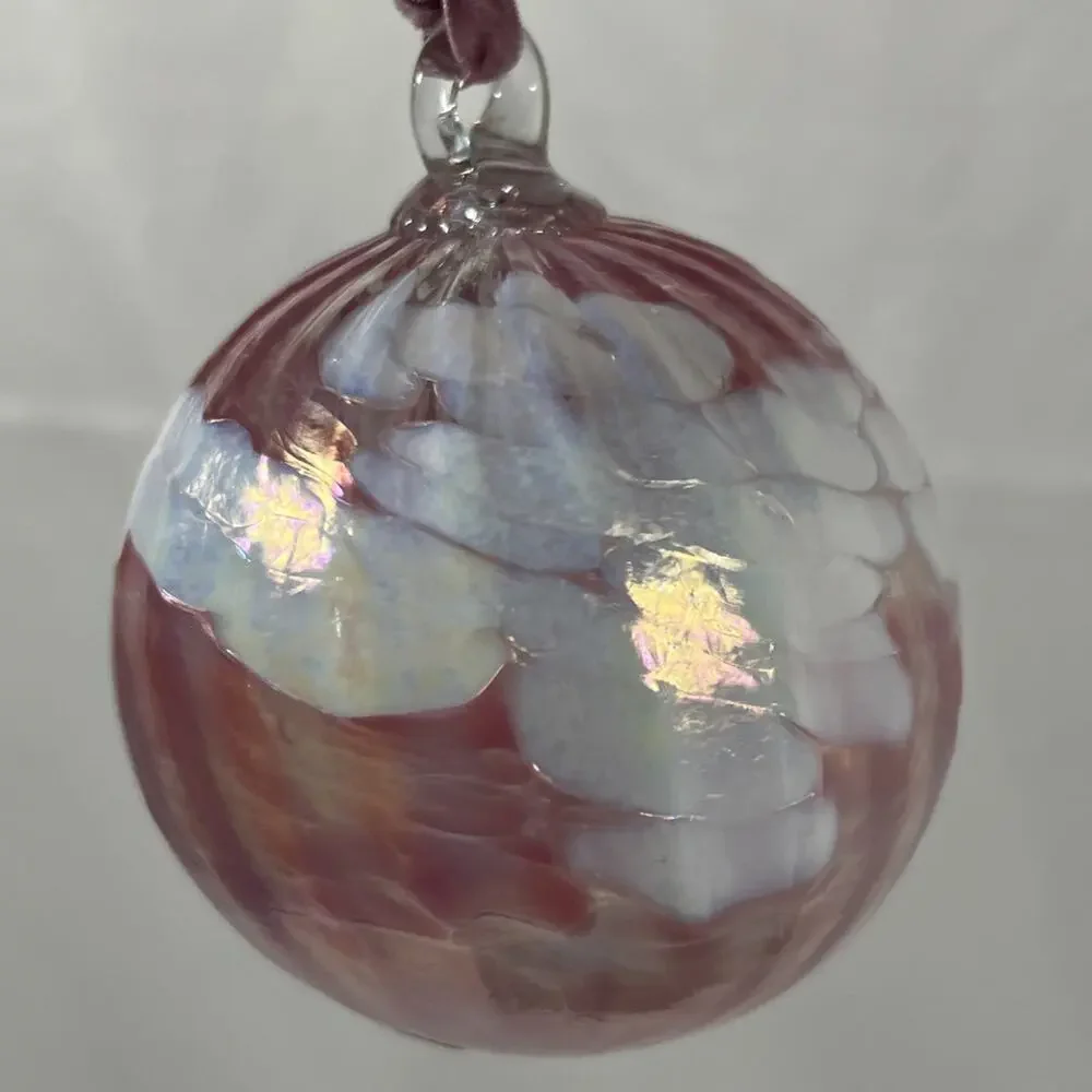 Vintage Mt. St. Helens Glass Ball Hand Blown Glass Christmas Ornament Iridescent